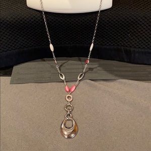 BOGO CJ banks long necklace pink silver nwt S#15